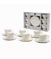 Set 12pz Servizio Da Tè O Caffè Con 6 Piattini + 6 Tazze Assortiti In Porcellana