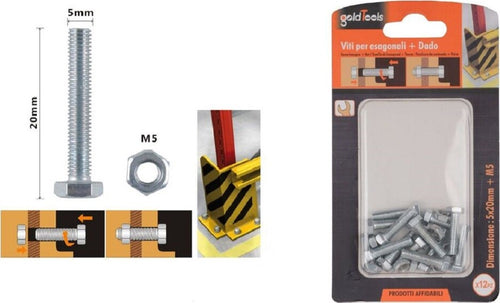 Set 12pz Vite Viti Per Esterno A Testa Esagonali 5 X 20mm Con Dadi Dado M5 90910 Fai da te/Ferramenta/Chiodi viti ed elementi di fissaggio/Viti/Viti a spalla Trade Shop italia - Napoli, Commerciovirtuoso.it