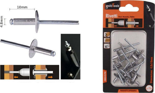 Set 13 Pezzi Rivetti Rivetto 4.8 X 10 Mm Accessori Bricolage Ferramenta 94980 Fai da te/Ferramenta/Chiodi viti ed elementi di fissaggio/Rivetti/Rivetti pieni Trade Shop italia - Napoli, Commerciovirtuoso.it