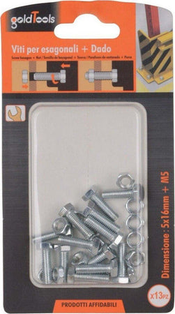 Set 13 Pz Vite Viti Per Esterno A Testa Esagonali 5x16mm Con Dadi Dado M5 90909 Fai da te/Ferramenta/Chiodi viti ed elementi di fissaggio/Kit di bulloni e dadi Trade Shop italia - Napoli, Commerciovirtuoso.it