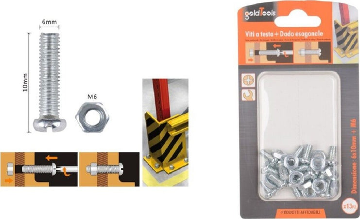 Set 13 Pz Viti Vite Testa A Croce Tonda 6x10 Mm Con Dadi Dado Esagonale M6 90973 Fai da te/Ferramenta/Chiodi viti ed elementi di fissaggio/Viti/Viti a spalla Trade Shop italia - Napoli, Commerciovirtuoso.it