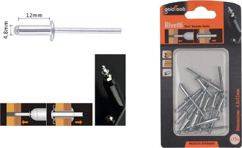 Set 13pz Rivetti Rivetto 4.8x12mm Accessori Bricolage Ferramenta Fai Da Te 90821 Fai da te/Ferramenta/Chiodi viti ed elementi di fissaggio/Rivetti/Rivetti pieni Trade Shop italia - Napoli, Commerciovirtuoso.it