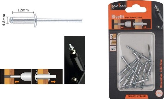 Set-13pz-Rivetti-Rivetto-4.8x12mm-Accessori-Bricolage-Ferramenta-Fai-Da-Te-90821