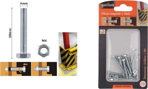 Set-13pz-Vite-Viti-Per-Esterno-A-Testa-Esagonali-4-X-30mm-Con-Dadi-Dado-M4-90906