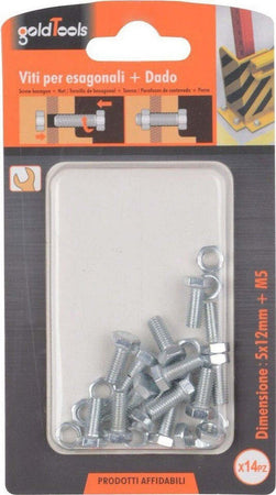 Set 14 Pz Vite Viti Per Esterno A Testa Esagonali 5x12mm Con Dadi Dado M5 90908 Fai da te/Ferramenta/Chiodi viti ed elementi di fissaggio/Kit di bulloni e dadi Trade Shop italia - Napoli, Commerciovirtuoso.it