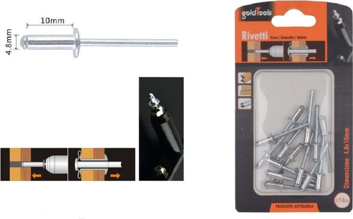 Set 14pz Rivetti Rivetto 4.8x10mm Accessori Bricolage Ferramenta Fai Da Te 90820 Fai da te/Ferramenta/Chiodi viti ed elementi di fissaggio/Rivetti/Rivetti pieni Trade Shop italia - Napoli, Commerciovirtuoso.it