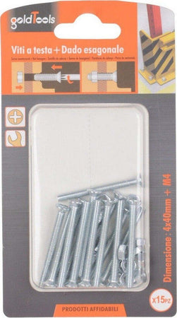 Set 15 Pezzi Viti Vite Testa A Croce Piatta 4x40 Mm Con Dado Esagonale M4 90937 Fai da te/Ferramenta/Chiodi viti ed elementi di fissaggio/Viti/Viti a spalla Trade Shop italia - Napoli, Commerciovirtuoso.it