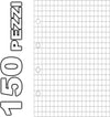 Set-150-Ricambi-Fogli-Forati-Per-Quaderni-Anelli-A5-Quadretti-5mm-Scuola-Ufficio