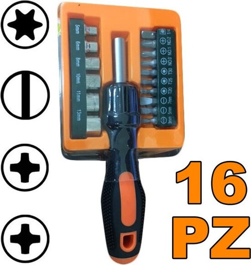 Set-16-Cacciaviti-Punte-Assortite-Tools-Di-Precisione-Taglio-Stella-Intaglio-Scredriver-Torx