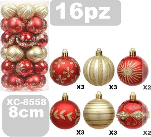 Set 16 Palline Natalizie Decorazioni 8 Cm Addobbi Per Albero Di Natale Xc-8558 Casa, arredamento e bricolage > Prodotti per Feste > Prodotti Natalizi Trade Shop italia - Napoli, Commerciovirtuoso.it