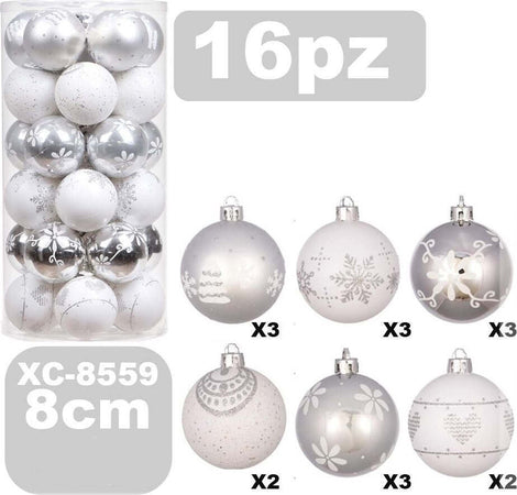 Set 16 Palline Natalizie Decorazioni 8 Cm Addobbi Per Albero Di Natale Xc-8559 Casa, arredamento e bricolage > Prodotti per Feste > Prodotti Natalizi Trade Shop italia - Napoli, Commerciovirtuoso.it