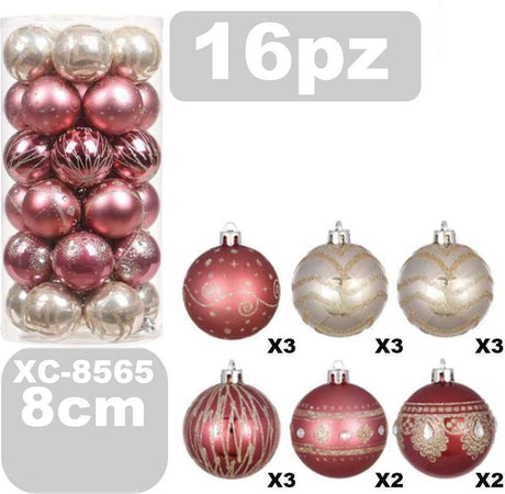 Set 16 Palline Natalizie Decorazioni 8 Cm Addobbi Per Albero Di Natale Xc-8565 Casa, arredamento e bricolage > Prodotti per Feste > Prodotti Natalizi Trade Shop italia - Napoli, Commerciovirtuoso.it