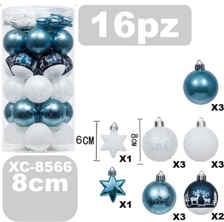 Set 16 Palline Natalizie Decorazioni 8 Cm Addobbi Per Albero Di Natale Xc-8566 Casa, arredamento e bricolage > Prodotti per Feste > Prodotti Natalizi Trade Shop italia - Napoli, Commerciovirtuoso.it