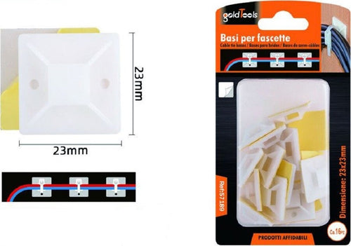 Set 16 Pezzi Basi Per Fissaggio Passante Fascette Supporto Adesivo 23x23mm 57189 Fai da te/Materiale elettrico/Gestione del cavo/Stringicavi Trade Shop italia - Napoli, Commerciovirtuoso.it