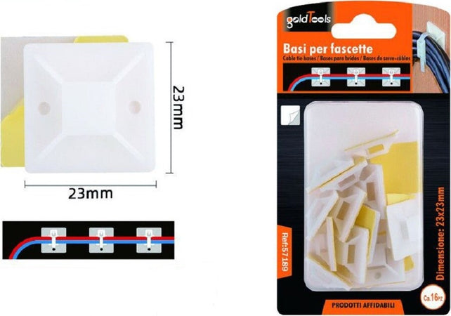 Set 16 Pezzi Basi Per Fissaggio Passante Fascette Supporto Adesivo 23x23mm 57189 Fai da te/Materiale elettrico/Gestione del cavo/Stringicavi Trade Shop italia - Napoli, Commerciovirtuoso.it