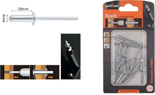 Set 16pz Rivetti Rivetto 4x18 Mm Accessori Bricolage Ferramenta Fai Da Te 90819 Fai da te/Ferramenta/Chiodi viti ed elementi di fissaggio/Rivetti/Rivetti pieni Trade Shop italia - Napoli, Commerciovirtuoso.it