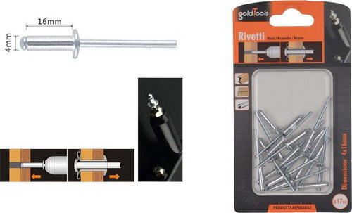 Set 17 Pz Rivetti Rivetto 4x16 Mm Accessori Bricolage Ferramenta Fai Da Te 90818 Fai da te/Ferramenta/Chiodi viti ed elementi di fissaggio/Rivetti/Rivetti pieni Trade Shop italia - Napoli, Commerciovirtuoso.it