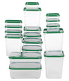 Set 17pz Contenitori Per Alimenti Con Coperchio Impilabili Trasparenti Microonde