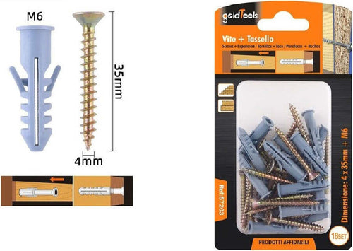 Set 18 Pezzi Viti Vite 4 X 35 Mm + Tasselli Con Alette Tassello M6 Fischer 57203 Fai da te/Ferramenta/Chiodi viti ed elementi di fissaggio/Kit di bulloni e dadi Trade Shop italia - Napoli, Commerciovirtuoso.it