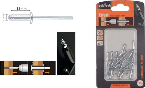 Set 18 Pz Rivetti Rivetto 4x13 Mm Accessori Bricolage Ferramenta Fai Da Te 90817 Fai da te/Ferramenta/Chiodi viti ed elementi di fissaggio/Rivetti/Rivetti pieni Trade Shop italia - Napoli, Commerciovirtuoso.it