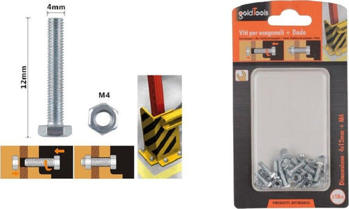 Set 18 Pz Vite Viti Per Esterno A Testa Esagonali 4x12mm Con Dadi Dado M4 90903 Fai da te/Ferramenta/Chiodi viti ed elementi di fissaggio/Kit di bulloni e dadi Trade Shop italia - Napoli, Commerciovirtuoso.it