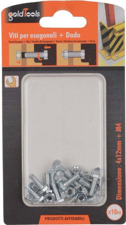 Set 18 Pz Vite Viti Per Esterno A Testa Esagonali 4x12mm Con Dadi Dado M4 90903 Fai da te/Ferramenta/Chiodi viti ed elementi di fissaggio/Kit di bulloni e dadi Trade Shop italia - Napoli, Commerciovirtuoso.it