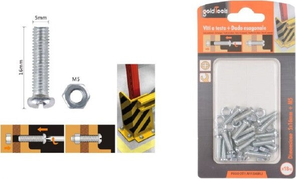 Set-18-Pz-Viti-Vite-Testa-A-Croce-Tonda-5x16-Mm-Con-Dadi-Dado-Esagonale-M5-90967