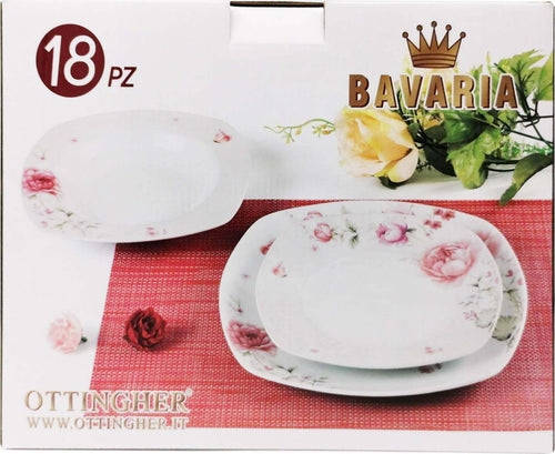 Bavaria Ottingher Set 18 Piatti in Porcellana Decorati con Fiori Servizio Piatti completo 6 Persone 6 Piatti Piani + 6 Piatti Fondi +6 Piatti Dessert GC10900 servizio piatti 18 pz L'Orchidea - Siderno, Commerciovirtuoso.it