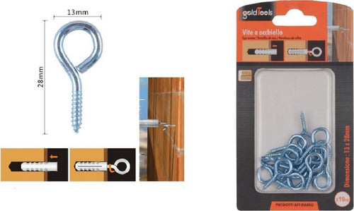 Set 19pz Viti Vite A Occhiello Gancio Chiuso 13x28mm Filettatura Per Legno 90720 Fai da te/Ferramenta/Chiodi viti ed elementi di fissaggio/Kit di bulloni e dadi Trade Shop italia - Napoli, Commerciovirtuoso.it