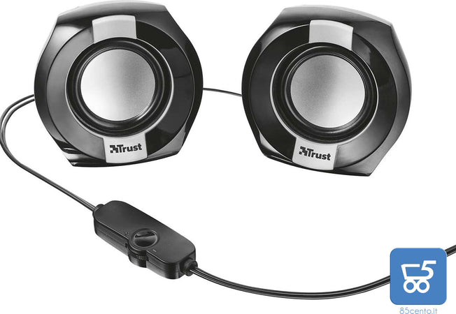 Set 2 Altoparlanti 2.0 da 8 W Alimentazione USB Trust Polo per PC Notebook, Nero