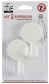 Set 2 appendini multiuso biadesivi in plastica bianca