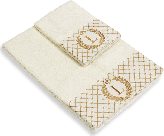 Set 2 asciugamani con iniziale asciugamano viso + asciugamano ospite Made in Italy Casa e cucina/Tessili per la casa/Biancheria da bagno/Asciugamani/Set di asciugamani Novilunio - Sesto San Giovanni, Commerciovirtuoso.it