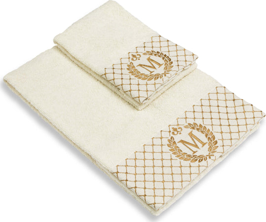 Set 2 asciugamani con iniziale asciugamano viso + asciugamano ospite Made in Italy Casa e cucina/Tessili per la casa/Biancheria da bagno/Asciugamani/Set di asciugamani Novilunio - Sesto San Giovanni, Commerciovirtuoso.it