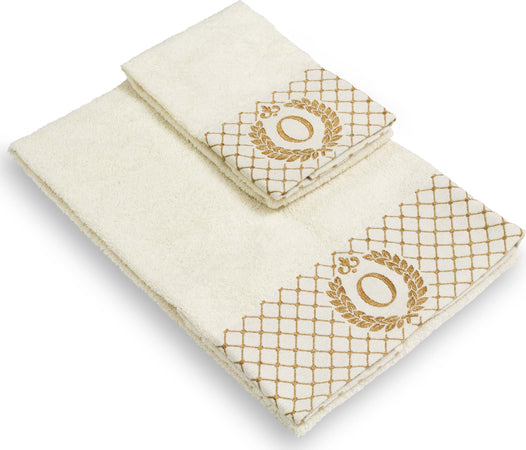 Set 2 asciugamani con iniziale asciugamano viso + asciugamano ospite Made in Italy Casa e cucina/Tessili per la casa/Biancheria da bagno/Asciugamani/Set di asciugamani Novilunio - Sesto San Giovanni, Commerciovirtuoso.it