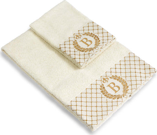 Set 2 asciugamani con iniziale asciugamano viso + asciugamano ospite Made in Italy Casa e cucina/Tessili per la casa/Biancheria da bagno/Asciugamani/Set di asciugamani Novilunio - Sesto San Giovanni, Commerciovirtuoso.it