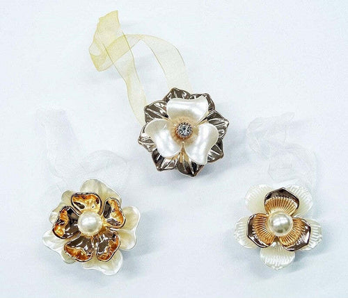 SET 2 CALAMITE FIORE PERLATO PERLA GLITTER FERMATENDA FIORI LUCIDO DESIGN TENDE  Trade Shop italia - Napoli, Commerciovirtuoso.it