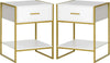 Set-2-Comodini-Moderni-con-Cassetto-e-Ripiano-Aperto-in-MDF-e-Acciaio,-45x40x60cm,-Bianco-e-Oro-AW1831-534AW1