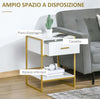 Set-2-Comodini-Moderni-con-Cassetto-e-Ripiano-Aperto-in-MDF-e-Acciaio,-45x40x60cm,-Bianco-e-Oro-AW1831-534AW1