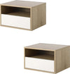 Set-2-Comodini-Sospesi-con-Cassetto-e-Ripiano-45x35x27.5cm---Bianco-e-Color-Legno-WE9831-478WTWE9