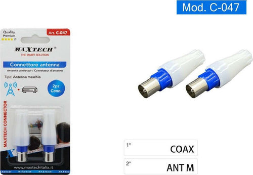 Set 2 Connettore Cavo Spina Antenna Maschio A Spina Coassiale Tv Satellite C-047 Elettronica/Home Cinema TV e video/Accessori/Cavi/Cavi coassiali Trade Shop italia - Napoli, Commerciovirtuoso.it