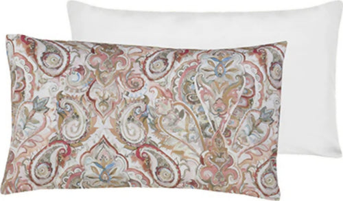 Set-2-Federe-Coppia-Di-Federe-Bifaccia-Doubleface-Stampa-Digitale-100%-Cotone-Made-In-Italy-Paisley-Dorado-/bianco