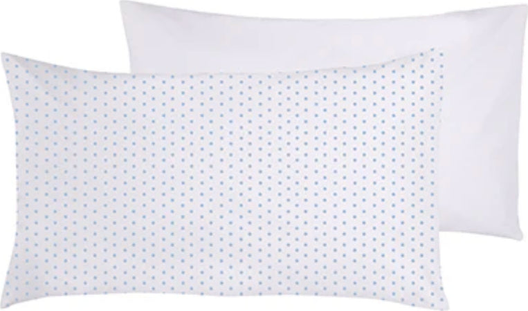 Set-2-federe-coppia-di-federe-bifaccia-doubleface-stampa-digitale-100%-cotone-Made-in-Italy-POIS-CELESTI-SU-BIANCO