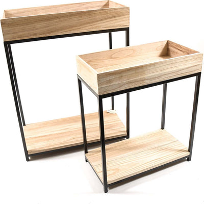 Set 2 Fioriera Porta Vaso in Legno E Metallo Da Interno Ed Esterno Shabby Giardino e giardinaggio/Attrezzi da giardino e attrezzature per l'irrigazione/Vasi e accessori per piante/Balconiere Decor Space - Altamura, Commerciovirtuoso.it