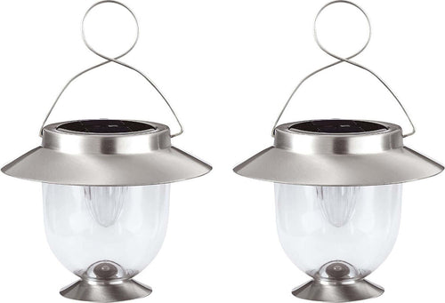 SET 2 LANTERNE SOLARI LED ARGENTO 16,5X16,5X22,5 CM Illuminazione/Illuminazione per esterni/Lanterne Scontolo.net - Potenza, Commerciovirtuoso.it