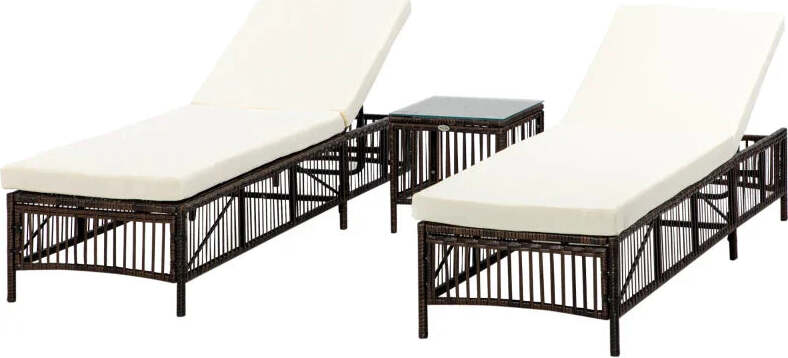 Set-2-Lettini-Prendisole-con-Cuscini-Imbottiti-e-Tavolino-in-Rattan-PE,-Marrone-e-Beige-862-068V00MB