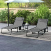 Set-2-Lettini-Prendisole-con-Schienale-Reclinabile-e-Tasca,-in-Acciaio-e-Poliestere,-65x188x36-cm,-Grigio-e-Nero-84G-268V01GY