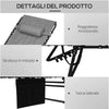 Set-2-Lettini-Prendisole-con-Schienale-Reclinabile-e-Tasca,-in-Acciaio-e-Poliestere,-65x188x36-cm,-Grigio-e-Nero-84G-268V01GY
