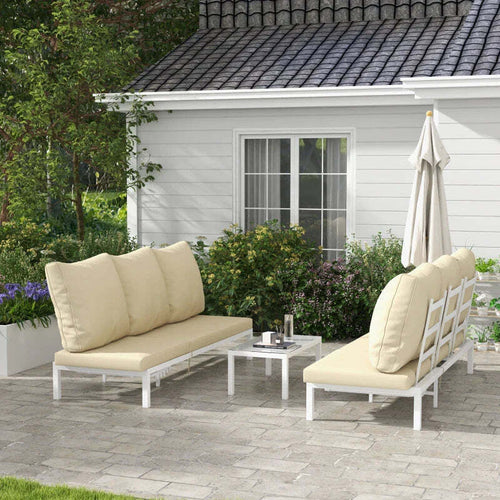 Set-2-Lettini-Prendisole-con-Schienale-Regolabile-e-Tavolino-da-Giardino-in-Vetro,-Beige-84G-337V00BG