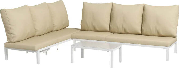 Set-2-Lettini-Prendisole-con-Schienale-Regolabile-e-Tavolino-da-Giardino-in-Vetro,-Beige-84G-337V00BG