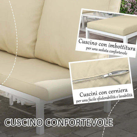 Set-2-Lettini-Prendisole-con-Schienale-Regolabile-e-Tavolino-da-Giardino-in-Vetro,-Beige-84G-337V00BG